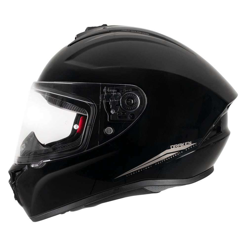 MT Draken Full Face Helmet Gloss Black With DD Chinstrap FREE 1 YEAR Returns, FREE UK Delivery | ThrottleChimp