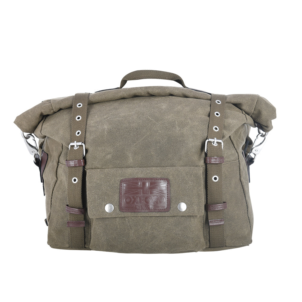 Oxford Heritage Pannier Bag Khaki - 40 Litres FREE 1 YEAR Returns, FREE UK Delivery | ThrottleChimp