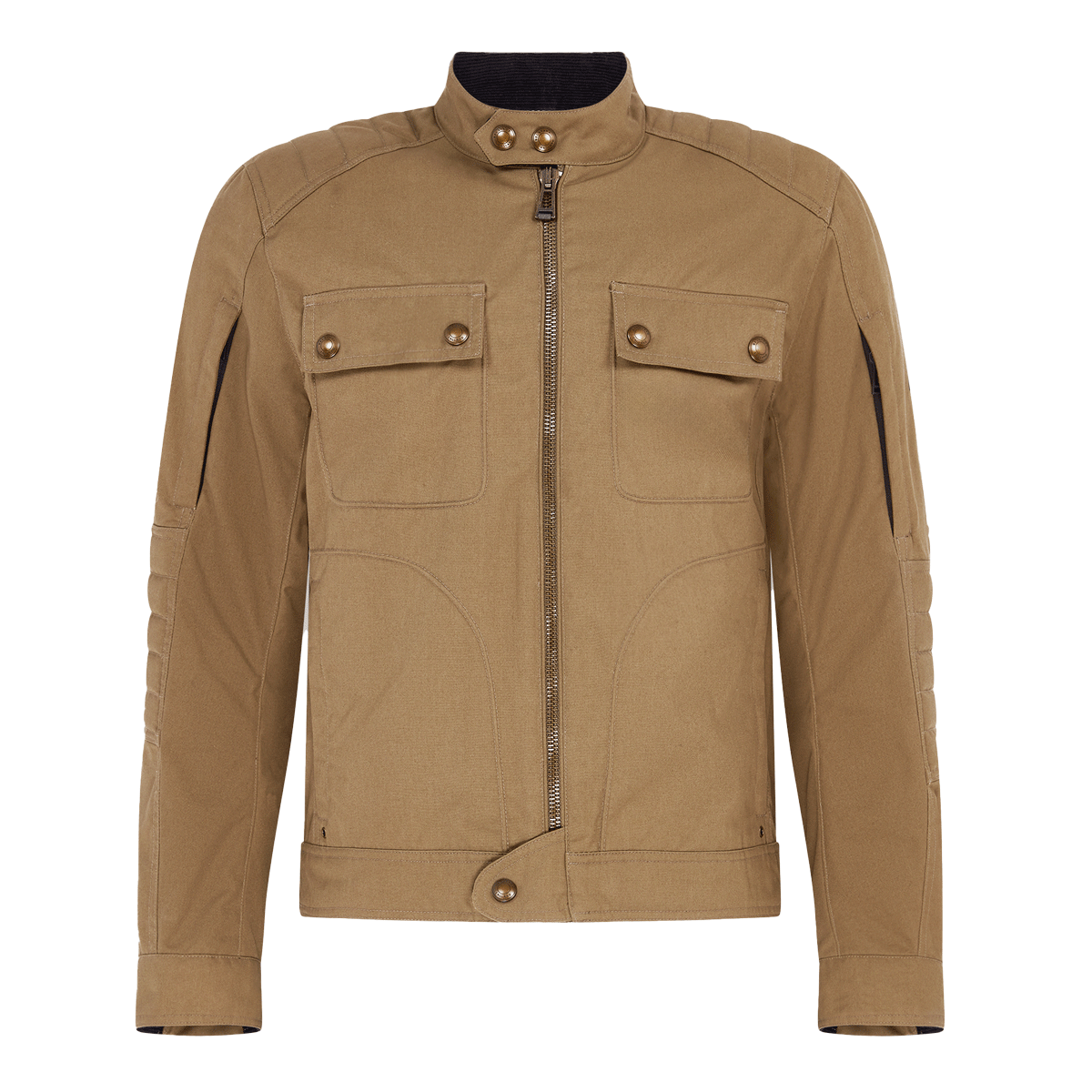 Belstaff Roberts Technical Cotton Canvas Textile Jacket Olive FREE 1 YEAR Returns, FREE UK Delivery | ThrottleChimp