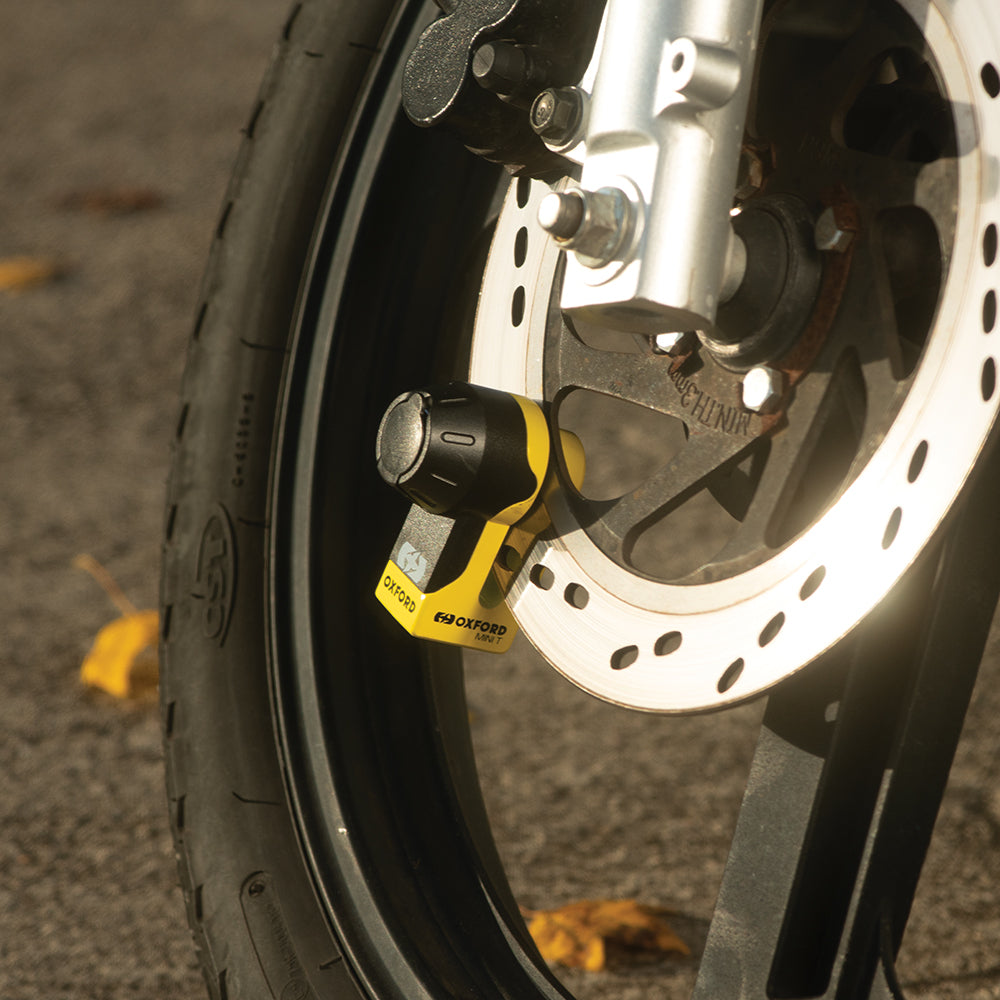 Oxford Mini T Disc Lock Yellow FREE 1 YEAR Returns, FREE UK Delivery | ThrottleChimp