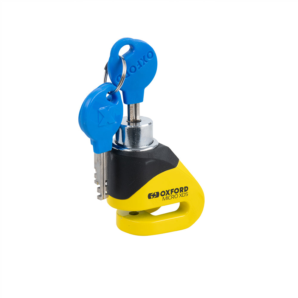 Oxford Micro XD5 Disc Lock Yellow / Black FREE 1 YEAR Returns, FREE UK Delivery | ThrottleChimp