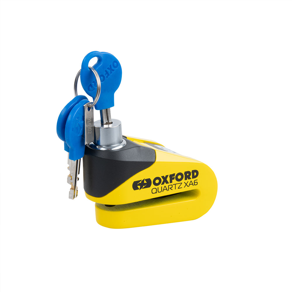 Oxford Quartz XA6 Alarm Disc Lock Yellow / Black FREE 1 YEAR Returns, FREE UK Delivery | ThrottleChimp