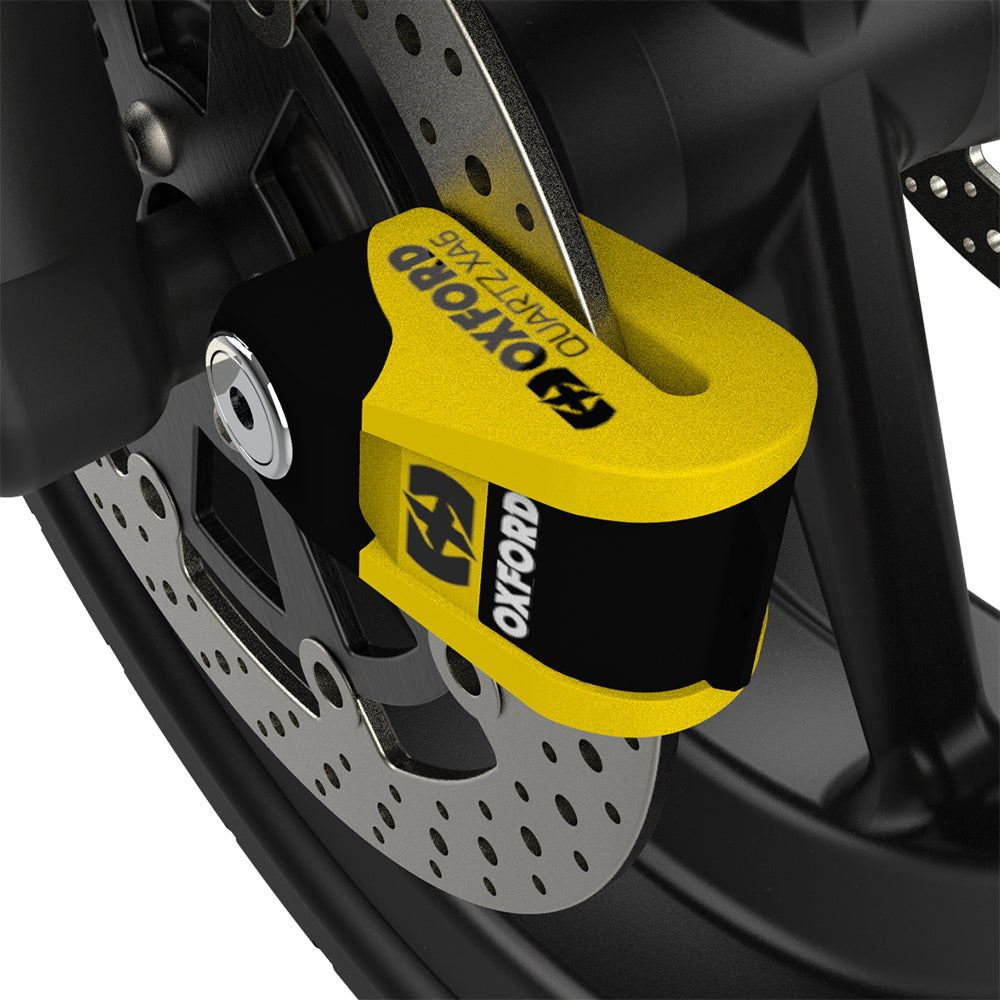 Oxford Quartz XA6 Alarm Disc Lock Yellow / Black FREE 1 YEAR Returns, FREE UK Delivery | ThrottleChimp