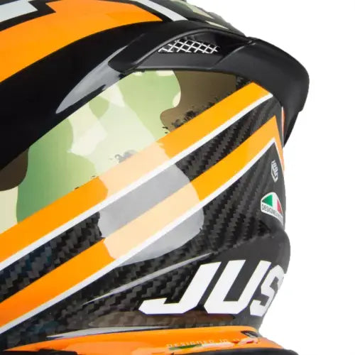 Just1 J12 Carbon MX Helmet Kombat Orange FREE 1 YEAR Returns, FREE UK Delivery | ThrottleChimp