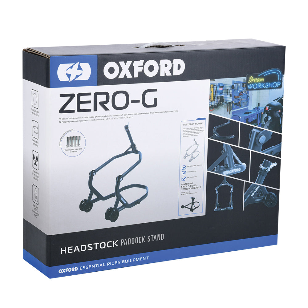 Oxford ZERO-G Headstock Paddock Stand Grey FREE 1 YEAR Returns, FREE UK Delivery | ThrottleChimp