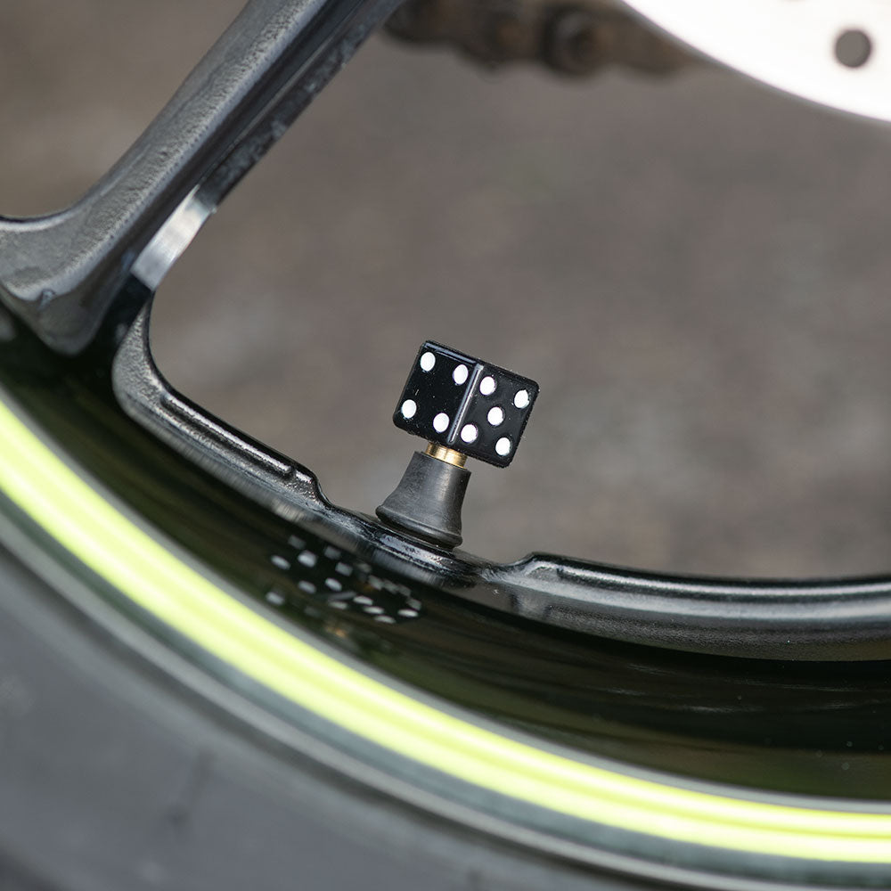 Oxford Lucky Dice Valve Caps Black FREE 1 YEAR Returns, FREE UK Delivery | ThrottleChimp