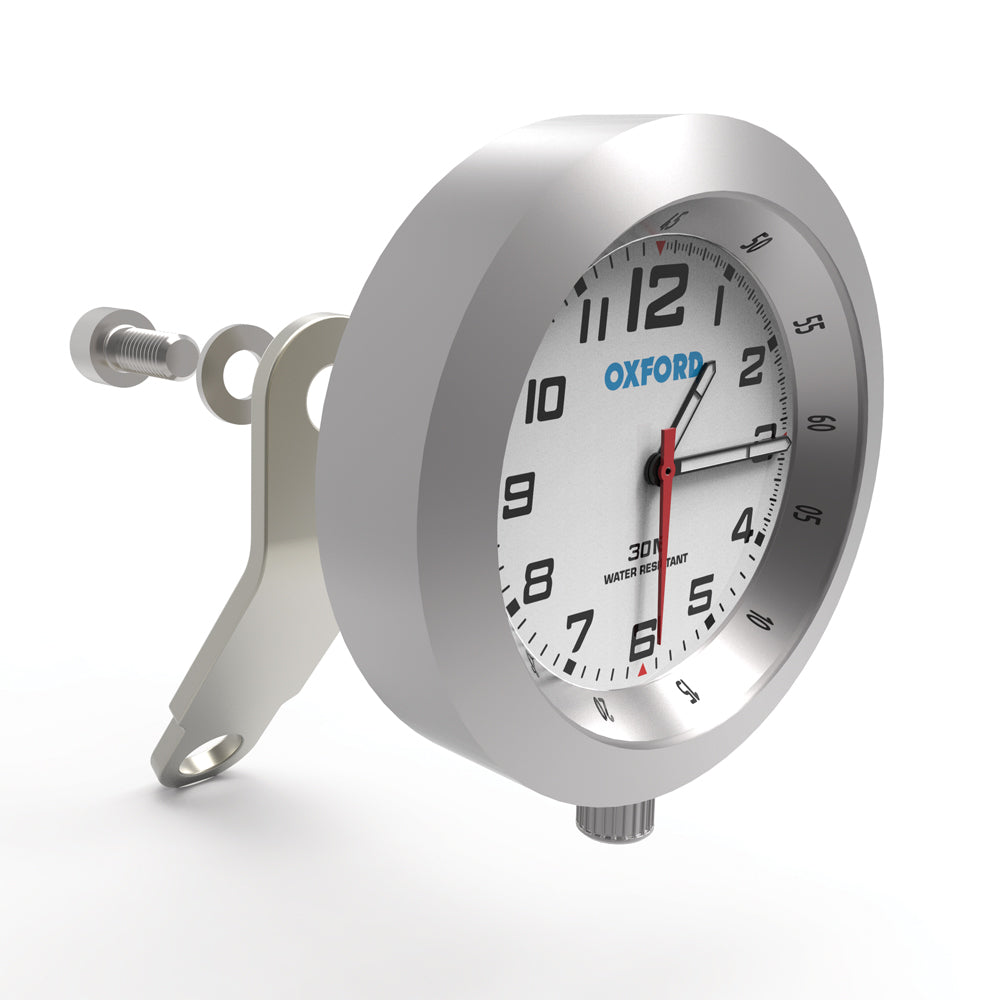 Oxford Analog Clock Silver Case & White Face FREE 1 YEAR Returns, FREE UK Delivery | ThrottleChimp