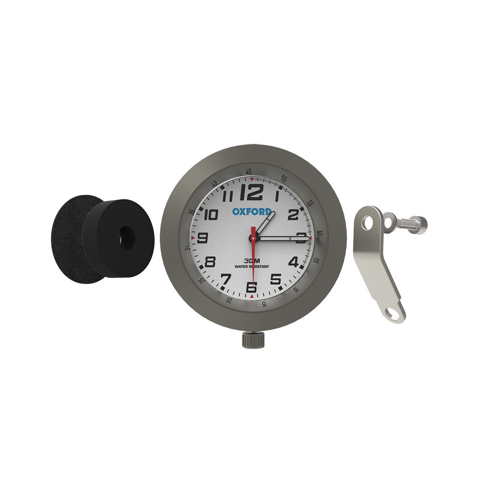 Oxford Analog Clock Titanium Case & White Face FREE 1 YEAR Returns, FREE UK Delivery | ThrottleChimp