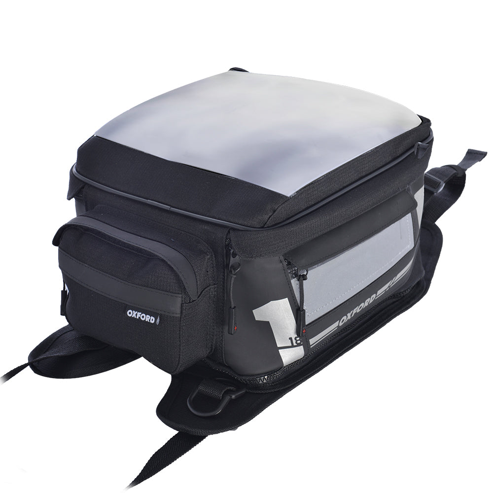 Oxford F1 Strap On Magnetic Small Tank Bag Black / Grey - 18 Litres FREE 1 YEAR Returns, FREE UK Delivery | ThrottleChimp