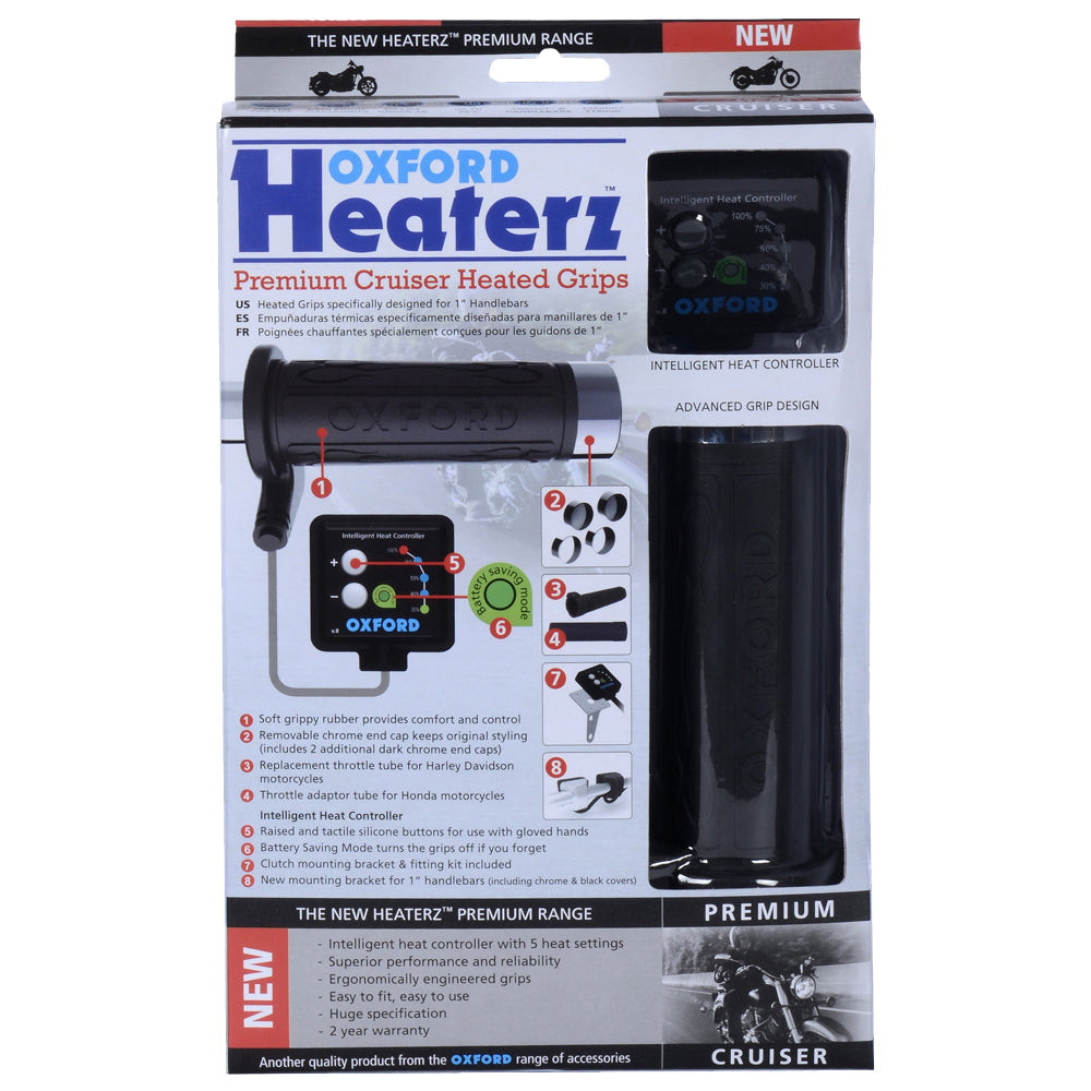 Oxford Premium Cruiser HotGrips With V8 Switch FREE 1 YEAR Returns, FREE UK Delivery | ThrottleChimp