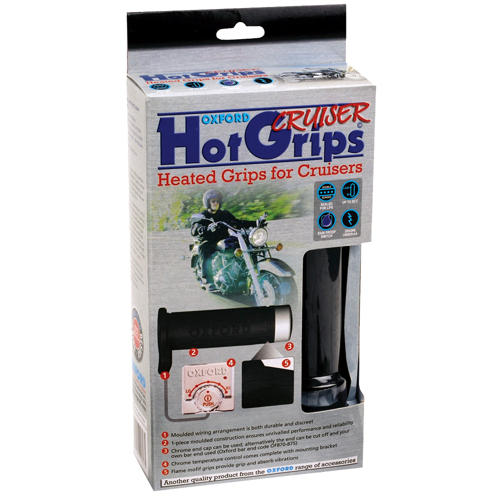 Oxford HotGrips Cruiser With Chrome Switch FREE 1 YEAR Returns, FREE UK Delivery | ThrottleChimp