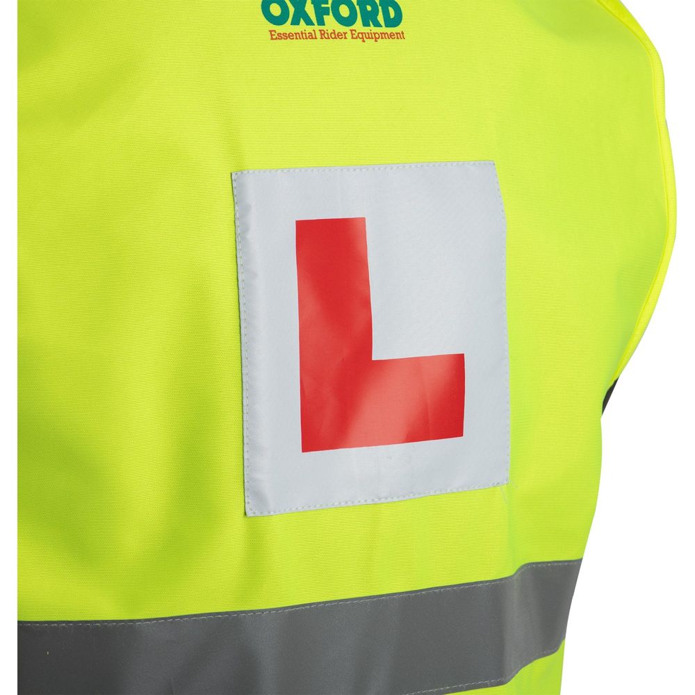 Oxford Bright Reflective Vest With Learner Rider L Plates Yellow FREE 1 YEAR Returns, FREE UK Delivery | ThrottleChimp