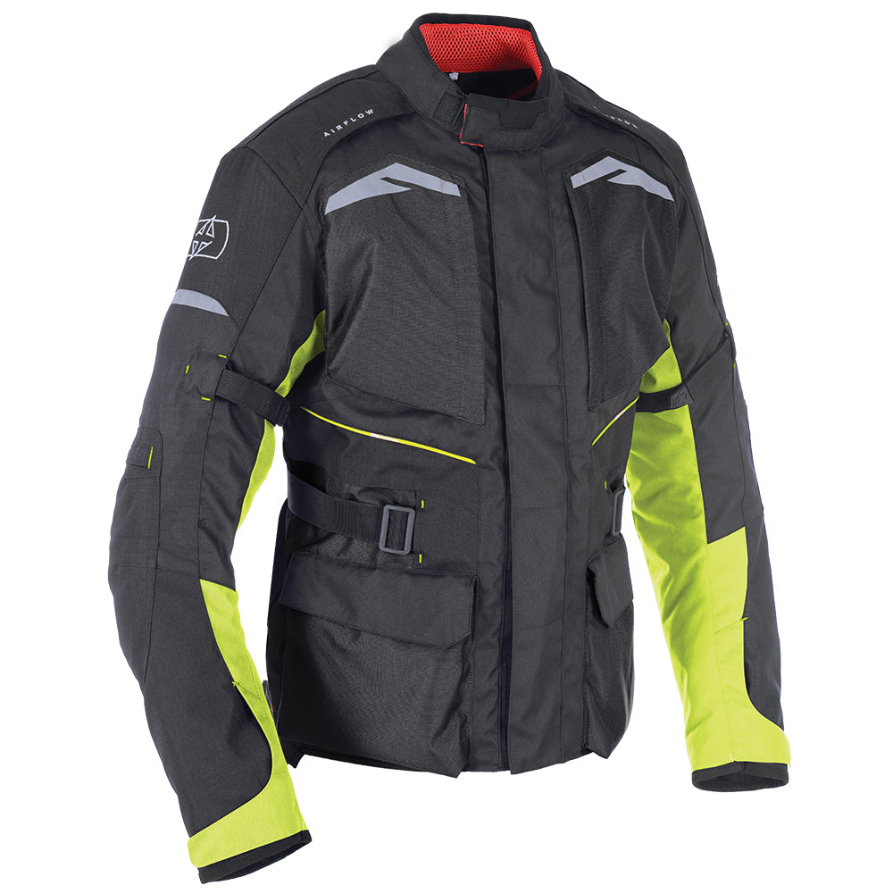 Oxford Quebec 1.0 Textile Jacket Black / Fluo Yellow FREE 1 YEAR Returns, FREE UK Delivery | ThrottleChimp