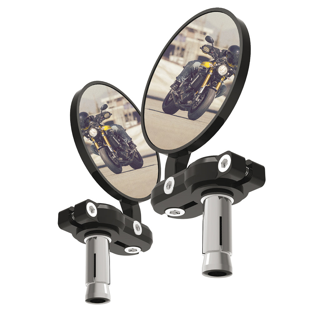 Oxford Bar End Mirrors Set Black FREE 1 YEAR Returns, FREE UK Delivery | ThrottleChimp