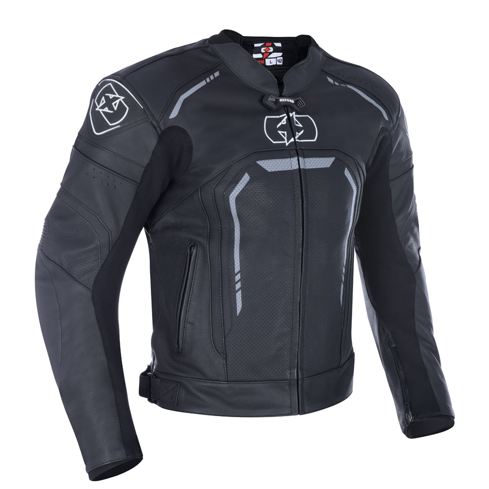 Oxford Strada Sports Leather Jacket Stealth Black FREE 1 YEAR Returns, FREE UK Delivery | ThrottleChimp