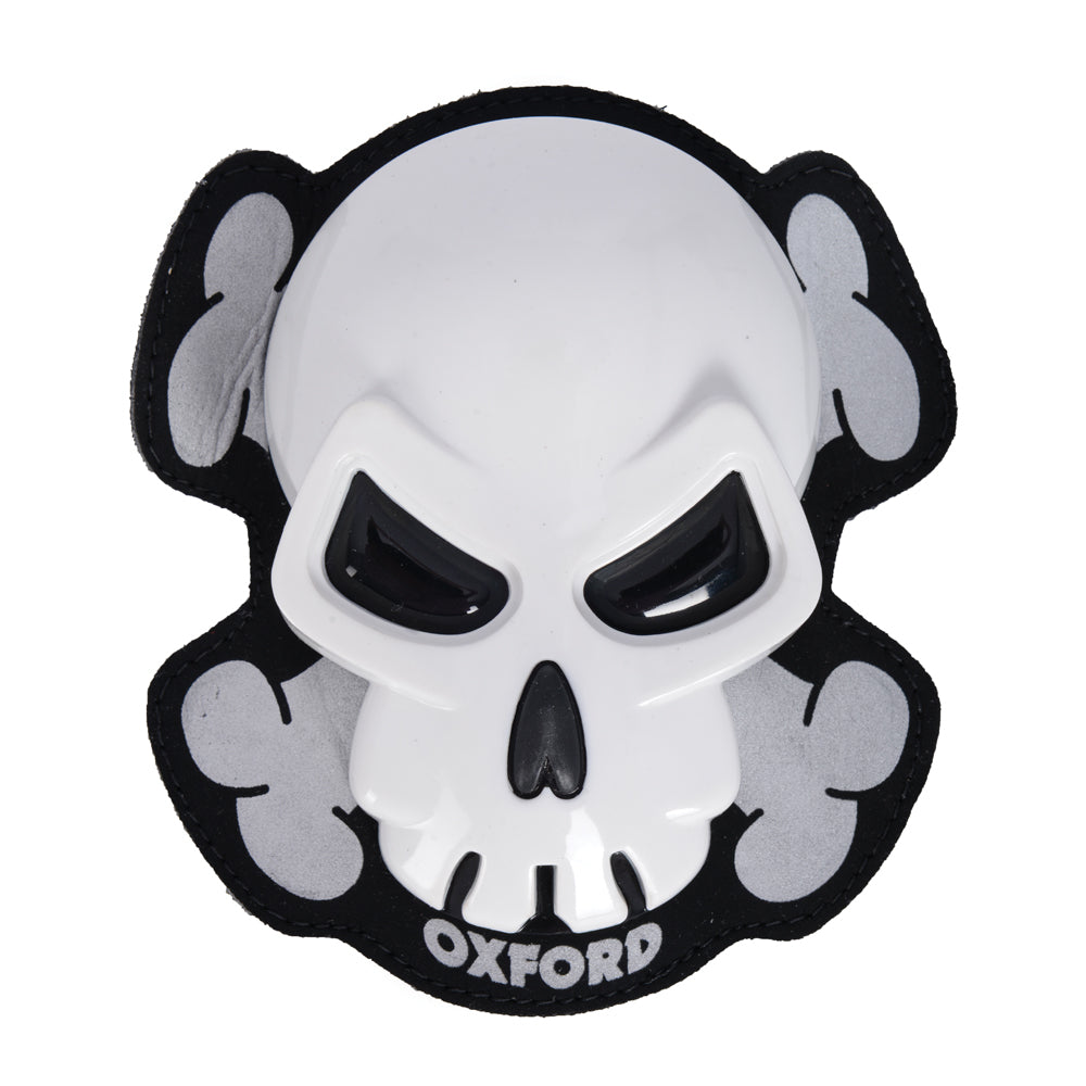 Oxford Skull Knee Sliders White FREE 1 YEAR Returns, FREE UK Delivery | ThrottleChimp
