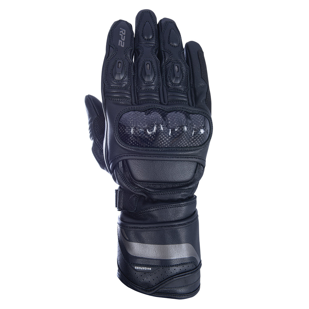 Oxford RP-2 2.0 Sports Long Leather Gloves Stealth Black FREE 1 YEAR Returns, FREE UK Delivery | ThrottleChimp