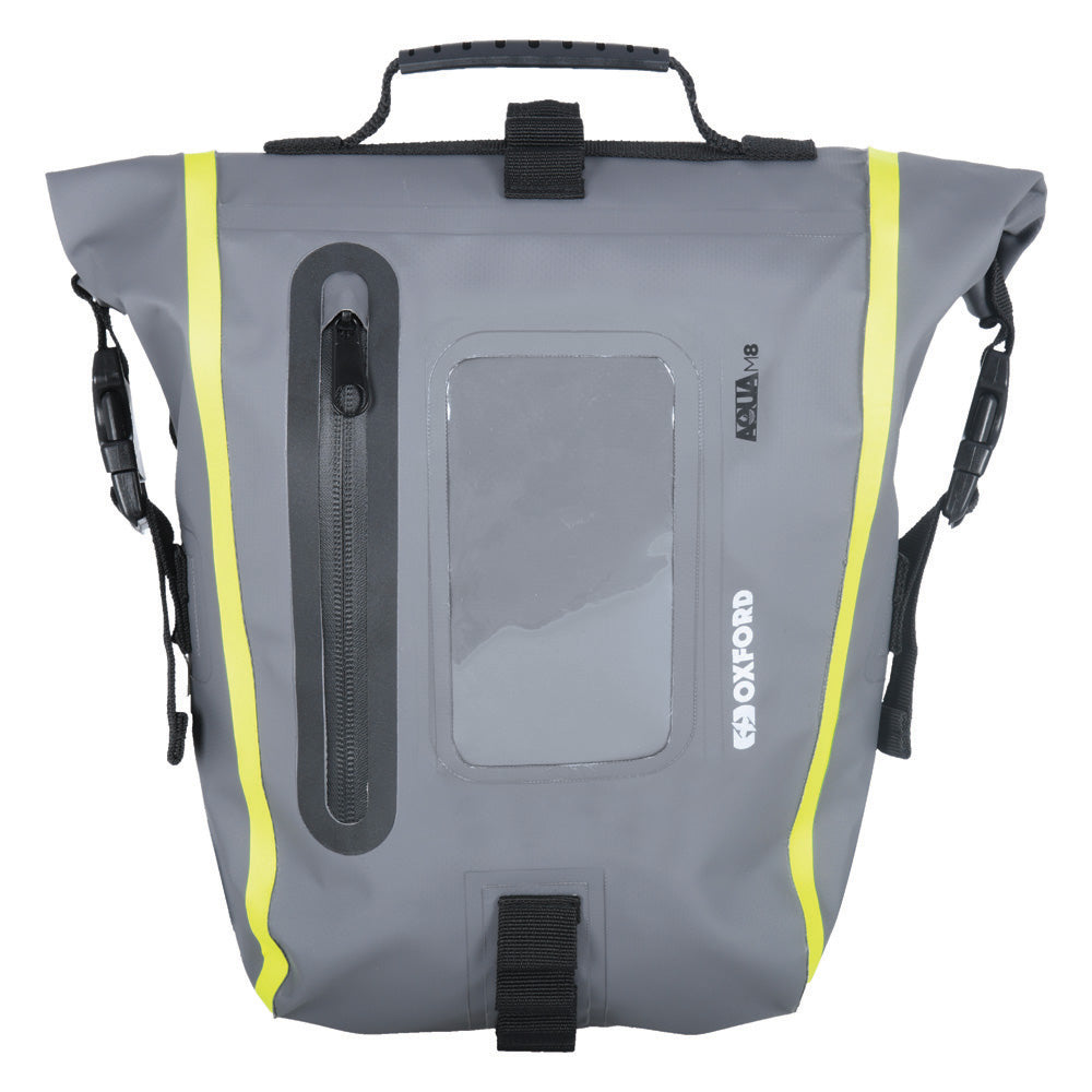 Oxford Aqua M8 Tank Bag Black / Grey / Fluo Yellow - 8 Litres FREE 1 YEAR Returns, FREE UK Delivery | ThrottleChimp