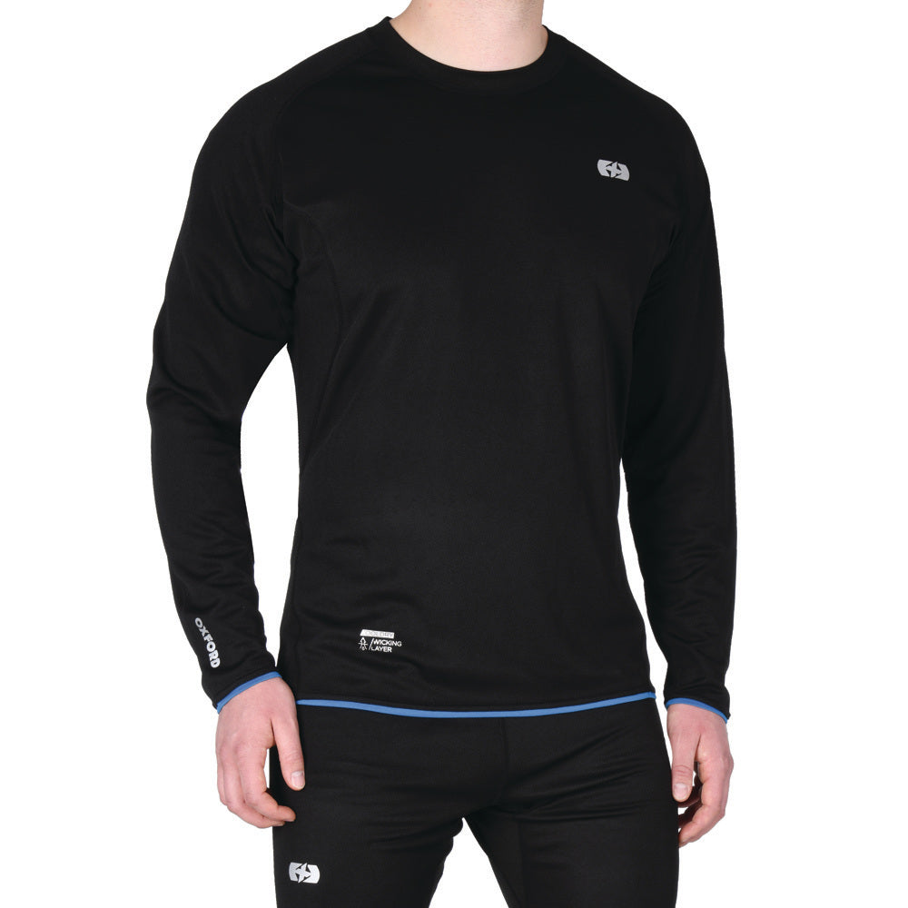 Oxford Cool Dry Wicking Base Layer Top Black FREE 1 YEAR Returns, FREE UK Delivery | ThrottleChimp