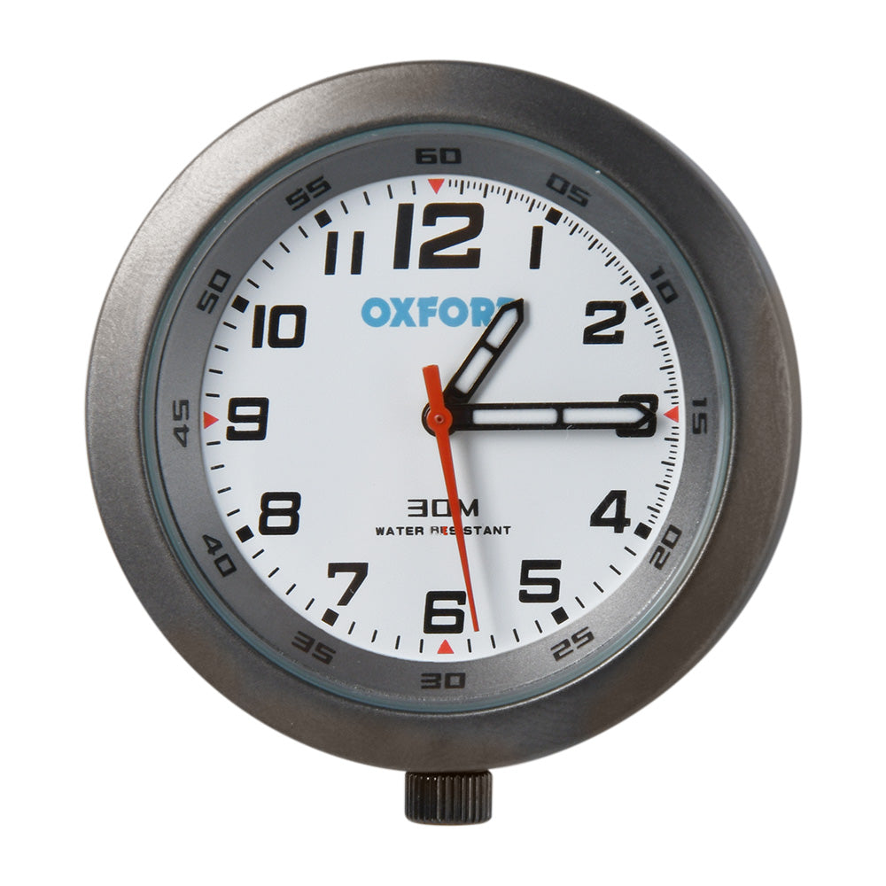 Oxford Analog Clock Titanium Case & White Face FREE 1 YEAR Returns, FREE UK Delivery | ThrottleChimp