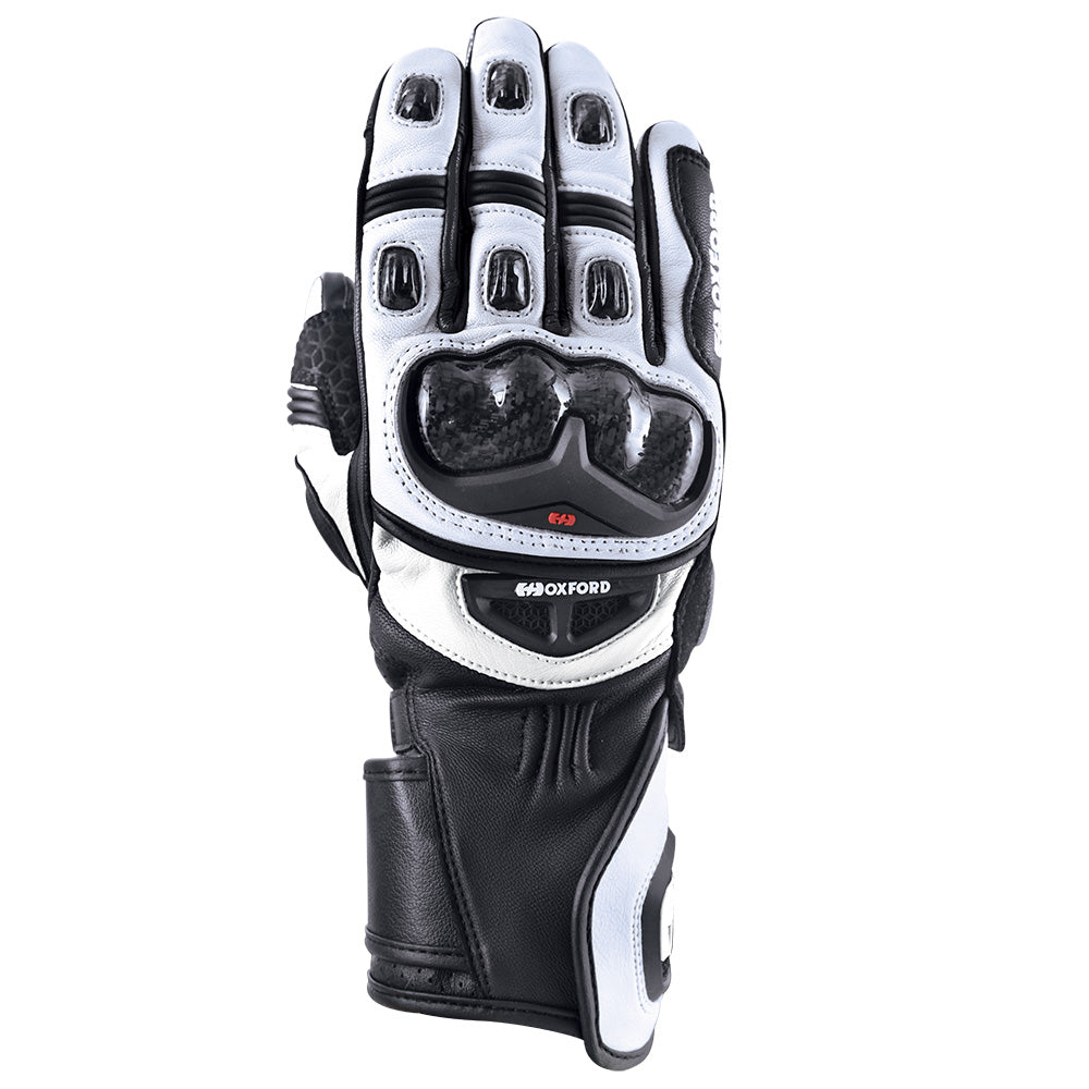 Oxford RP-2R Leather Gloves Black / White FREE 1 YEAR Returns, FREE UK Delivery | ThrottleChimp