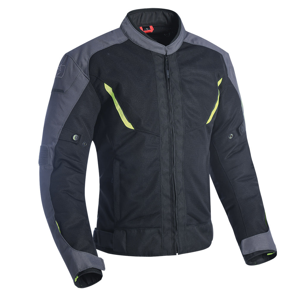 Oxford Delta 1.0 Air Textile Jacket Black / Grey / Fluo Yellow FREE 1 YEAR Returns, FREE UK Delivery | ThrottleChimp