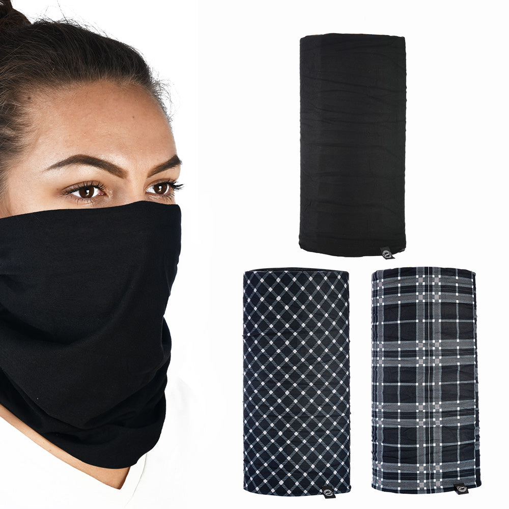 Oxford Comfy Neck Warmer Black / White / Tartan - Pack Of 3 FREE 1 YEAR Returns, FREE UK Delivery | ThrottleChimp