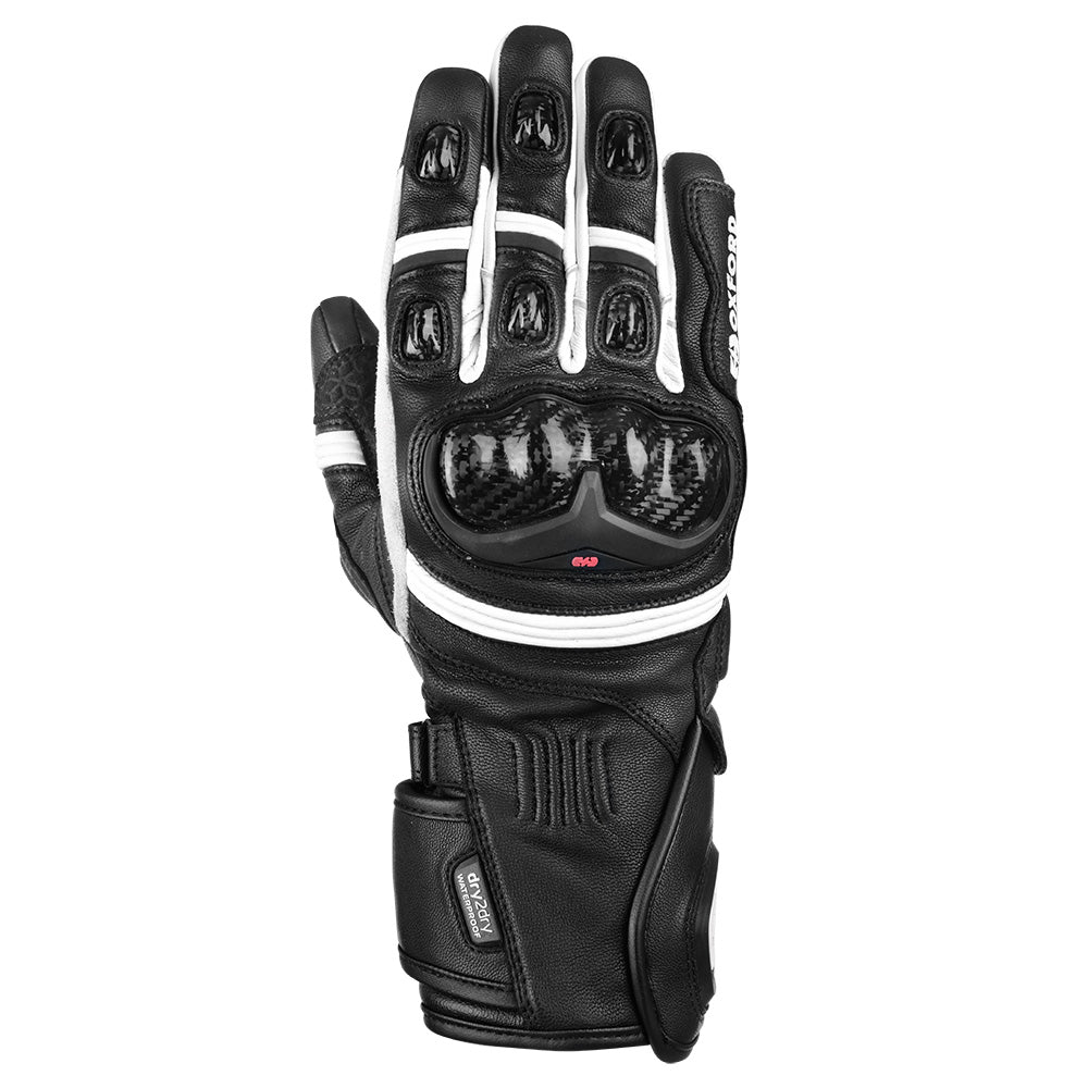 Oxford RP-2R Waterproof Leather Gloves Black / White FREE 1 YEAR Returns, FREE UK Delivery | ThrottleChimp