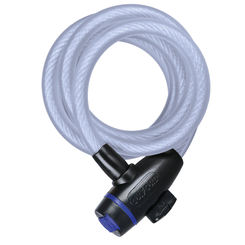 Oxford Cable Lock Clear - 1.8m x 12mm FREE 1 YEAR Returns, FREE UK Delivery | ThrottleChimp