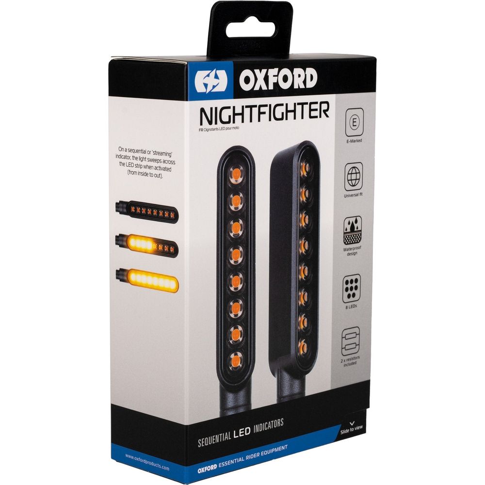 Oxford Nightfighter Front / Rear Sequential Indicators Black With 2 Resistors FREE 1 YEAR Returns, FREE UK Delivery | ThrottleChimp