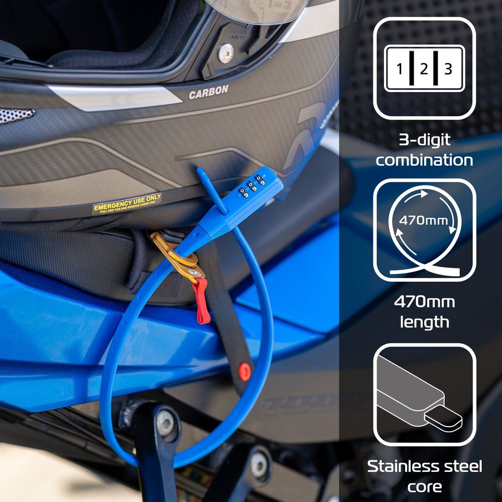 Oxford Combi Zip-Tie Cable Lock Blue - 470mm FREE 1 YEAR Returns, FREE UK Delivery | ThrottleChimp