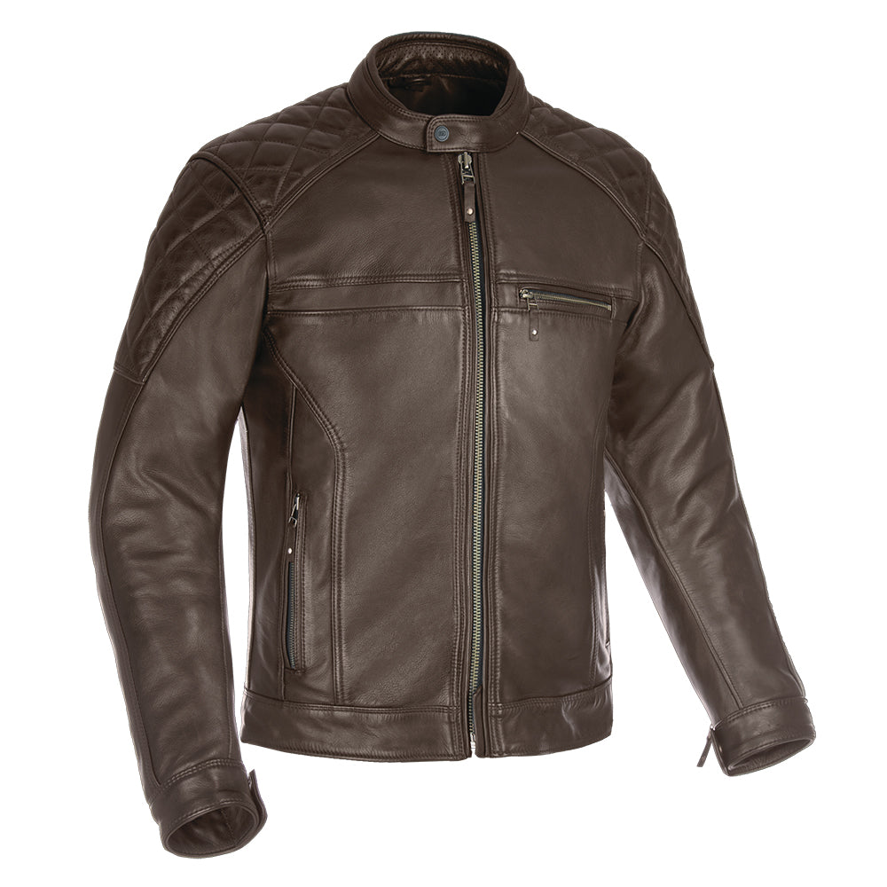 Oxford Route 73 2.0 Leather Jacket Brown FREE 1 YEAR Returns, FREE UK Delivery | ThrottleChimp