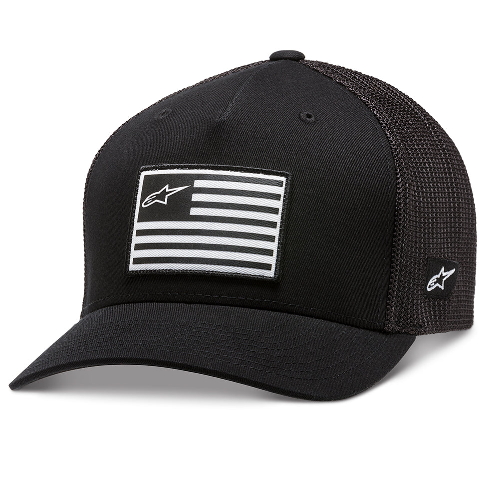 Alpinestars Flag Curved Bill Cap Black / Black FREE 1 YEAR Returns, FREE UK Delivery | ThrottleChimp