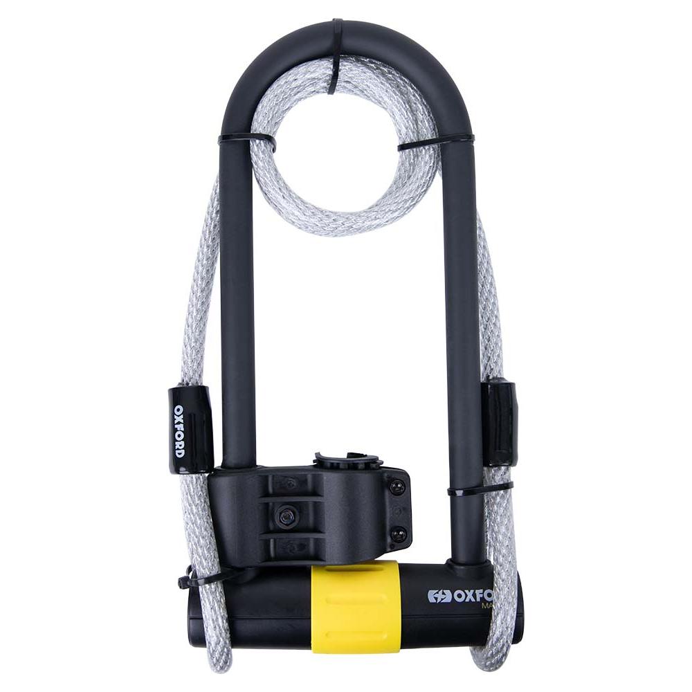Oxford Magnum Duo U-Lock With Bracket & Cable Black / Yellow - 170 x 315mm FREE 1 YEAR Returns, FREE UK Delivery | ThrottleChimp