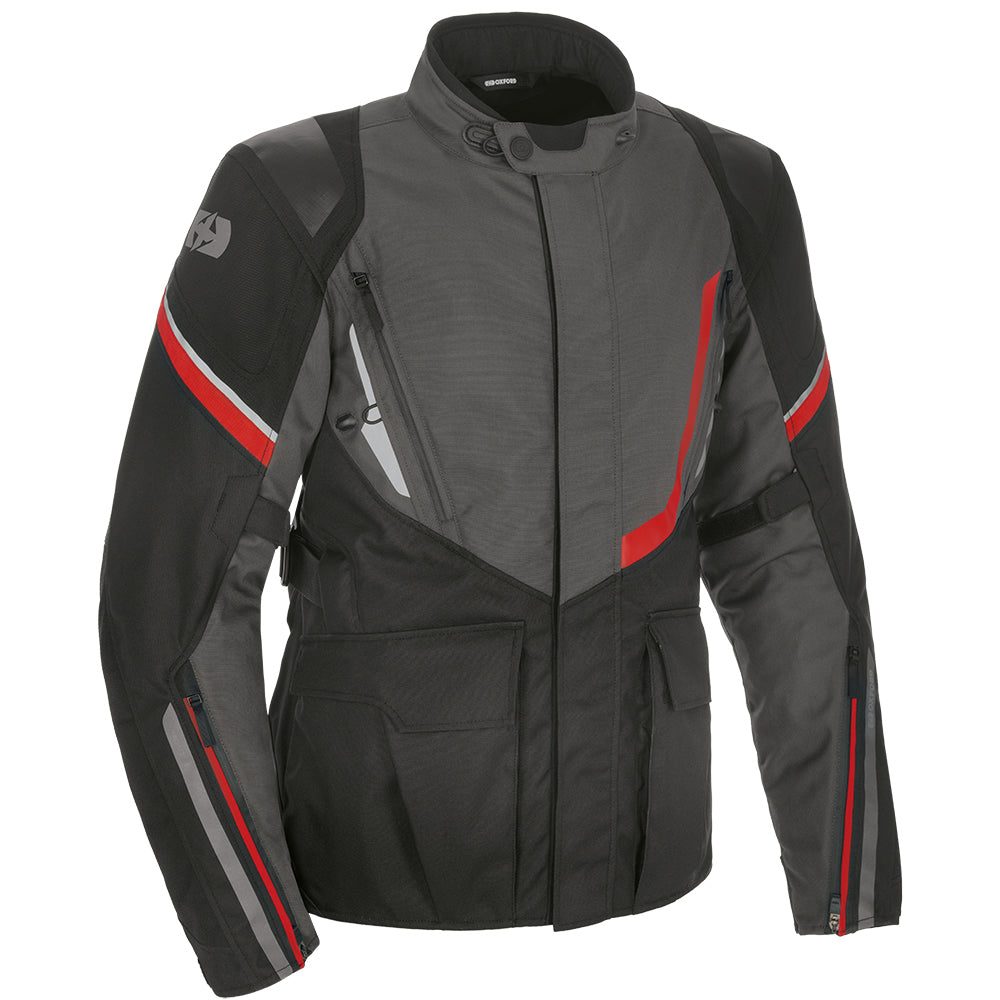 Oxford Montreal 4.0 Dry2Dry Textile Jacket Black / Grey / Red FREE 1 YEAR Returns, FREE UK Delivery | ThrottleChimp