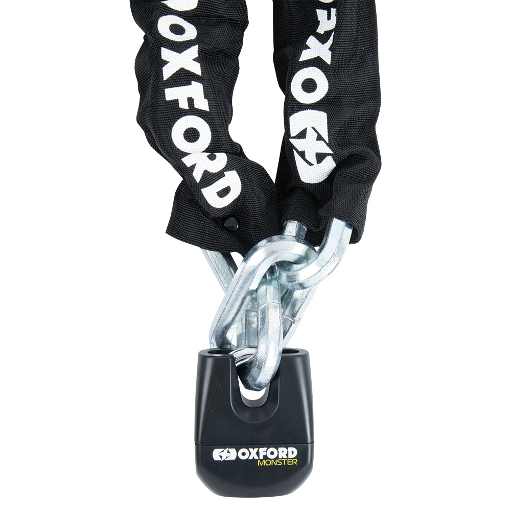Oxford Monster 14mm Hex Chain & Padlock - 1.2m FREE 1 YEAR Returns, FREE UK Delivery | ThrottleChimp