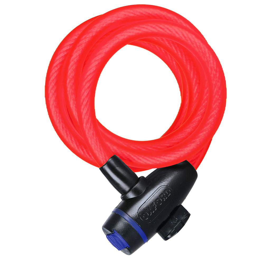 Oxford Cable Lock Red - 1.8m x 12mm FREE 1 YEAR Returns, FREE UK Delivery | ThrottleChimp