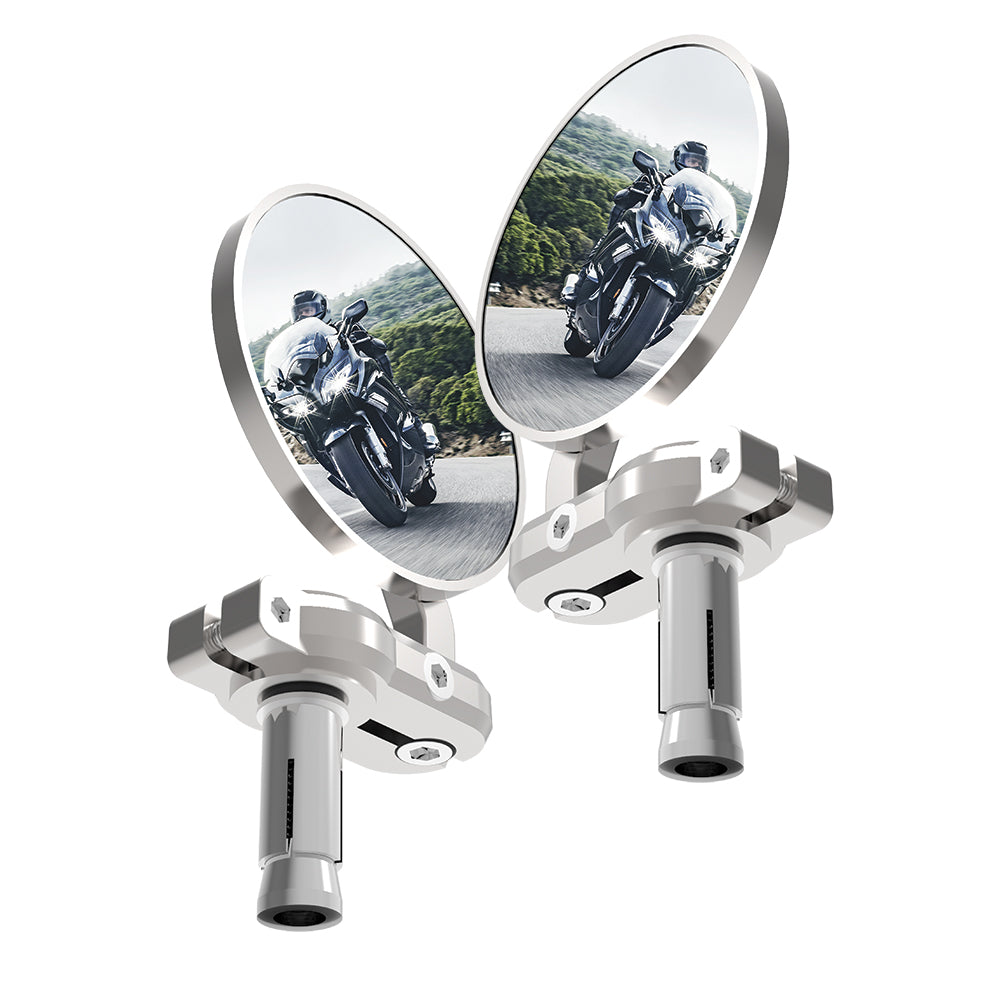 Oxford Bar End Mirrors Set Silver FREE 1 YEAR Returns, FREE UK Delivery | ThrottleChimp