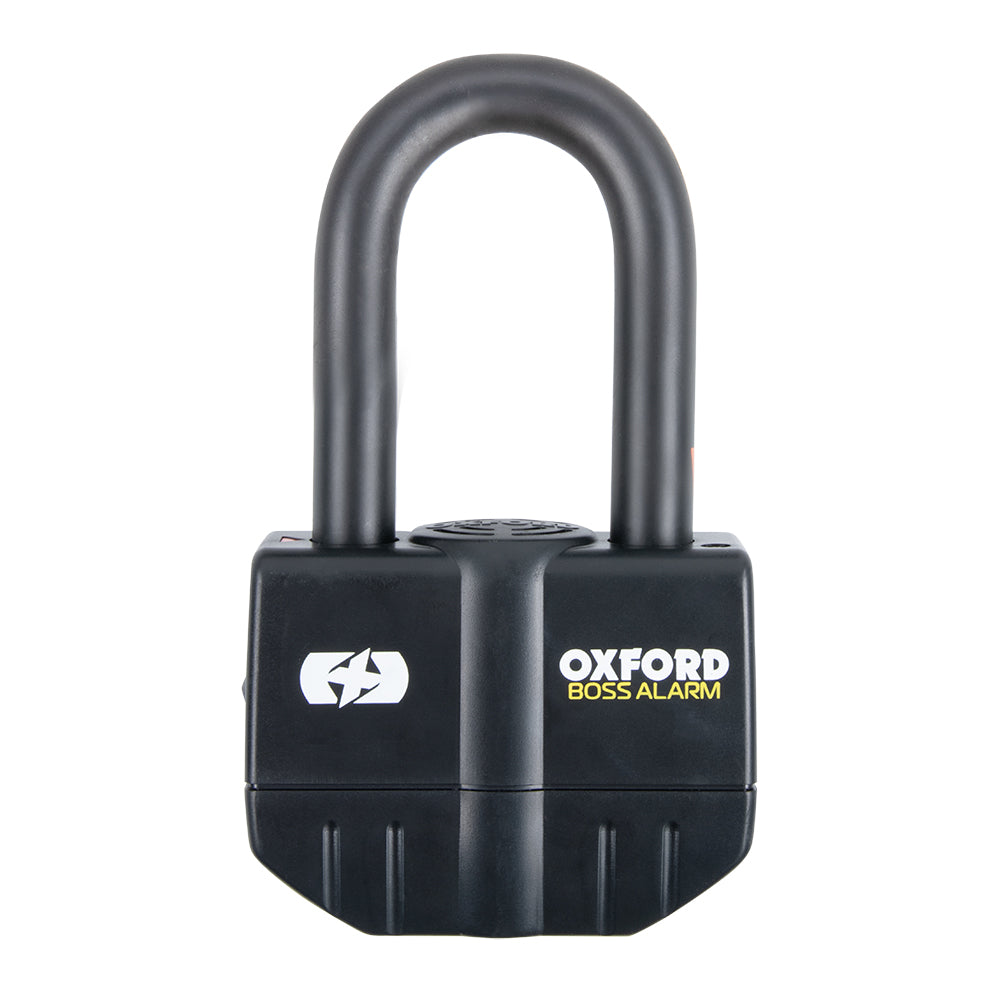 Oxford Boss Alarm Padlock / Disc Lock Black - 16mm FREE 1 YEAR Returns, FREE UK Delivery | ThrottleChimp