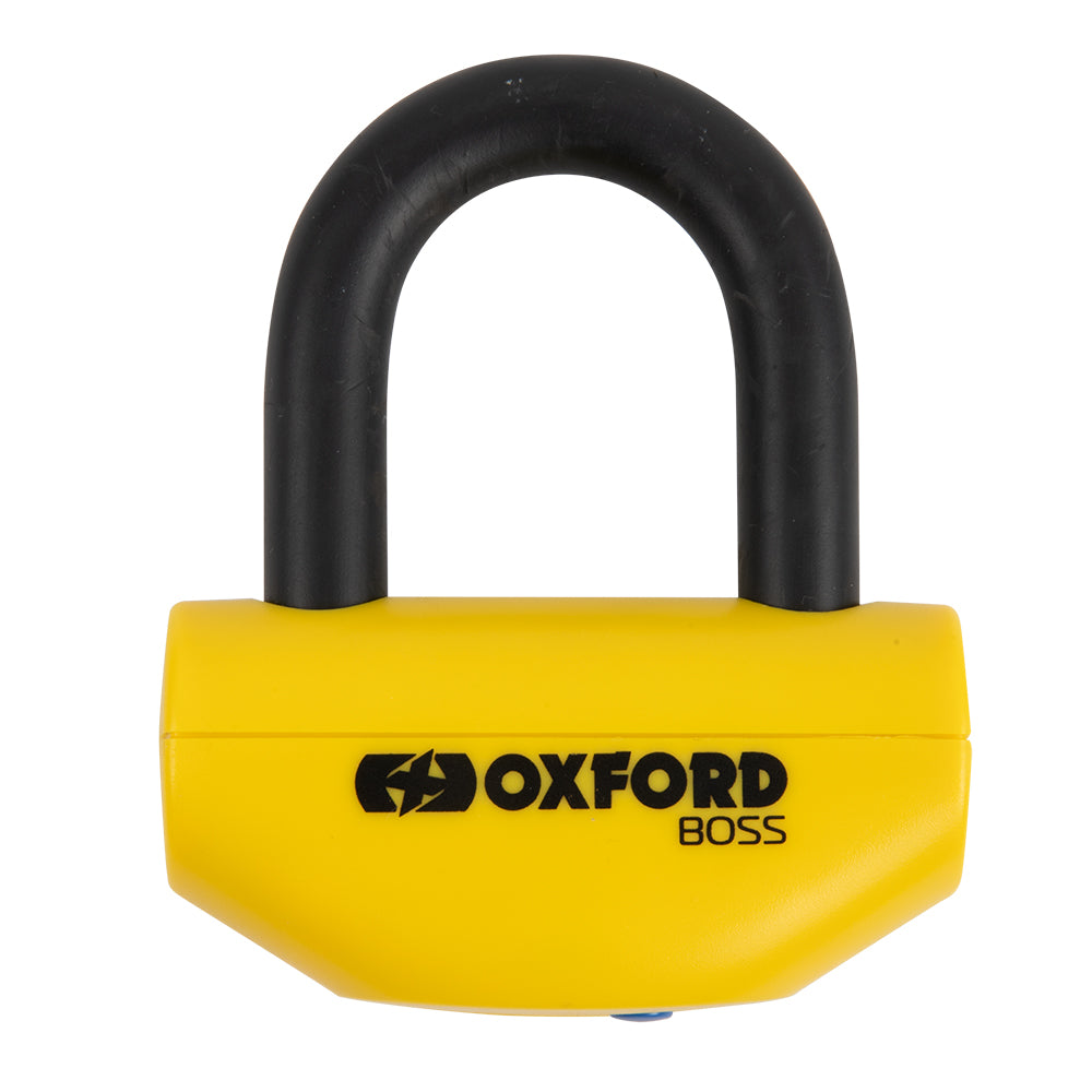 Oxford Boss Disc Lock Fluo Yellow - 12.7mm Shackle FREE 1 YEAR Returns, FREE UK Delivery | ThrottleChimp
