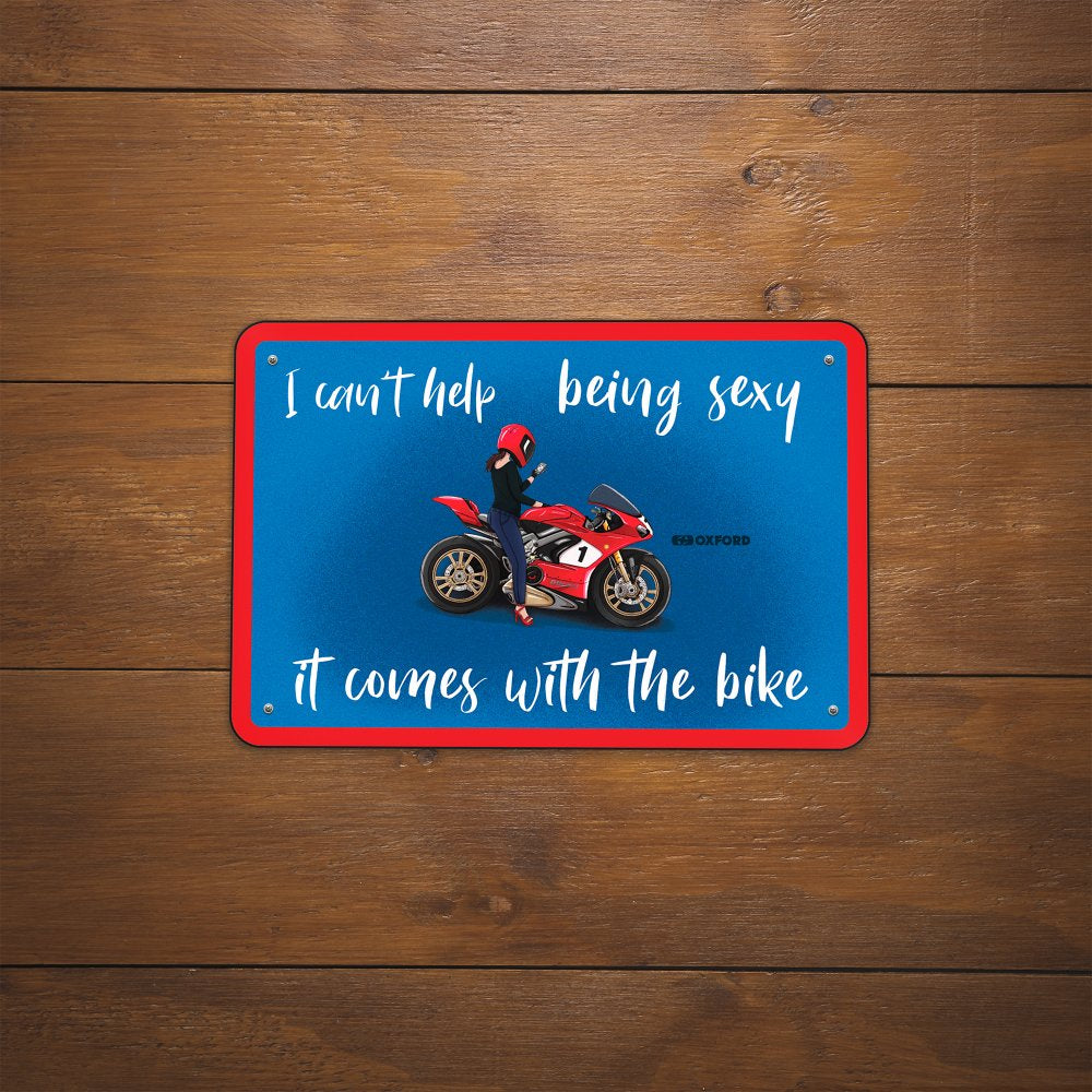 Oxford It Comes With The Bike Garage Metal Sign - 30cm x 20cm x 0.25mm FREE 1 YEAR Returns, FREE UK Delivery | ThrottleChimp