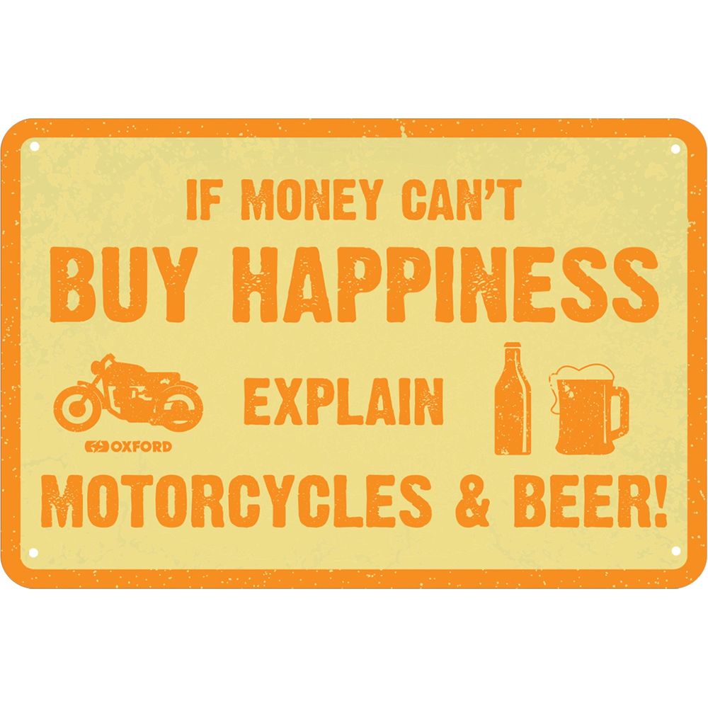 Oxford Buy Happiness Garage Metal Sign - 30cm x 20cm x 0.25mm FREE 1 YEAR Returns, FREE UK Delivery | ThrottleChimp
