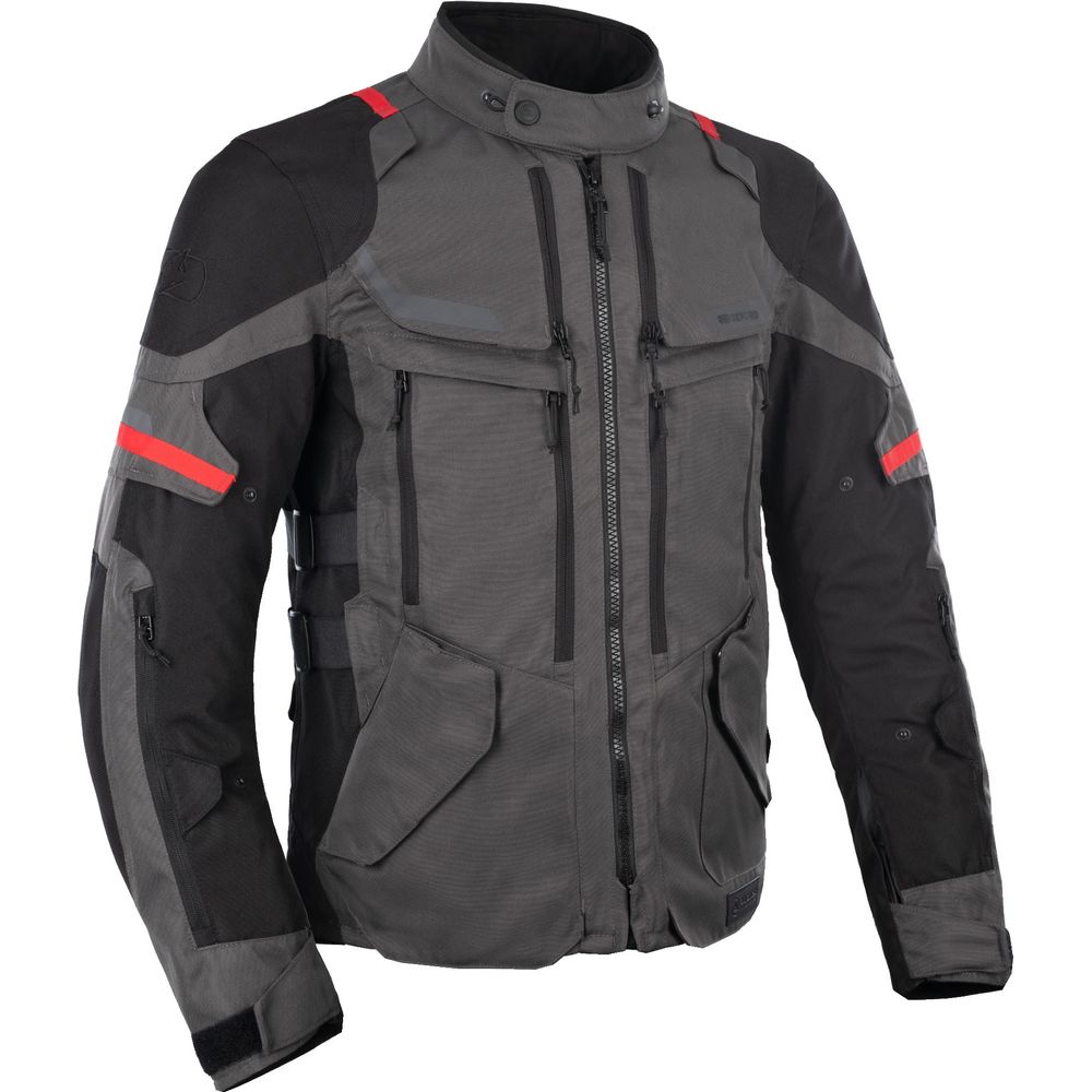 Oxford Rockland Textile Jacket Charcoal / Black / Red FREE 1 YEAR Returns, FREE UK Delivery | ThrottleChimp