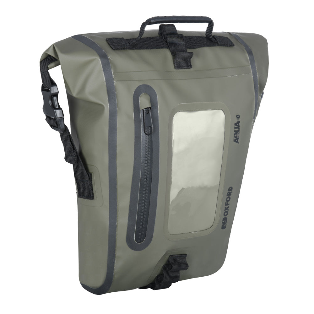 Oxford Aqua M8 Tank Bag Khaki / Black - 8 Litres FREE 1 YEAR Returns, FREE UK Delivery | ThrottleChimp
