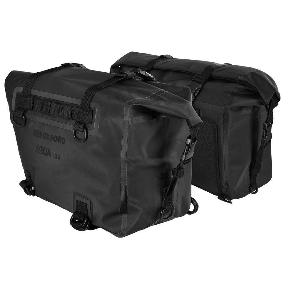 Oxford Aqua P32 Pannier Bag Black - 32 Litres FREE 1 YEAR Returns, FREE UK Delivery | ThrottleChimp