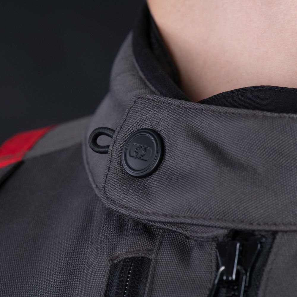 Oxford Rockland Textile Jacket Charcoal / Black / Red FREE 1 YEAR Returns, FREE UK Delivery | ThrottleChimp
