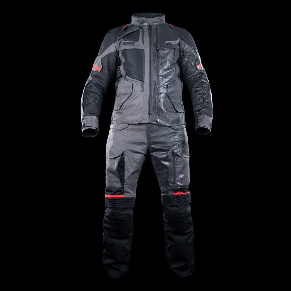 Oxford Rockland Textile Jacket Charcoal / Black / Red FREE 1 YEAR Returns, FREE UK Delivery | ThrottleChimp