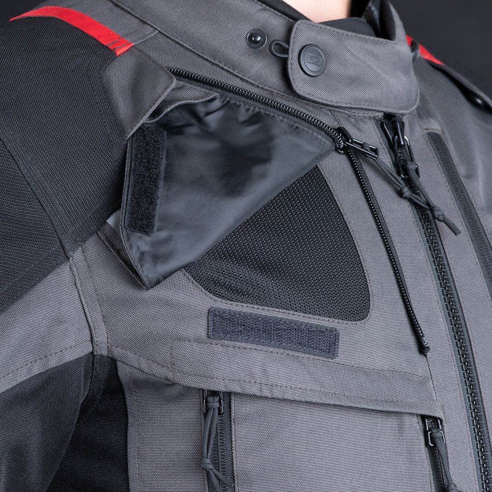 Oxford Rockland Textile Jacket Charcoal / Black / Red FREE 1 YEAR Returns, FREE UK Delivery | ThrottleChimp