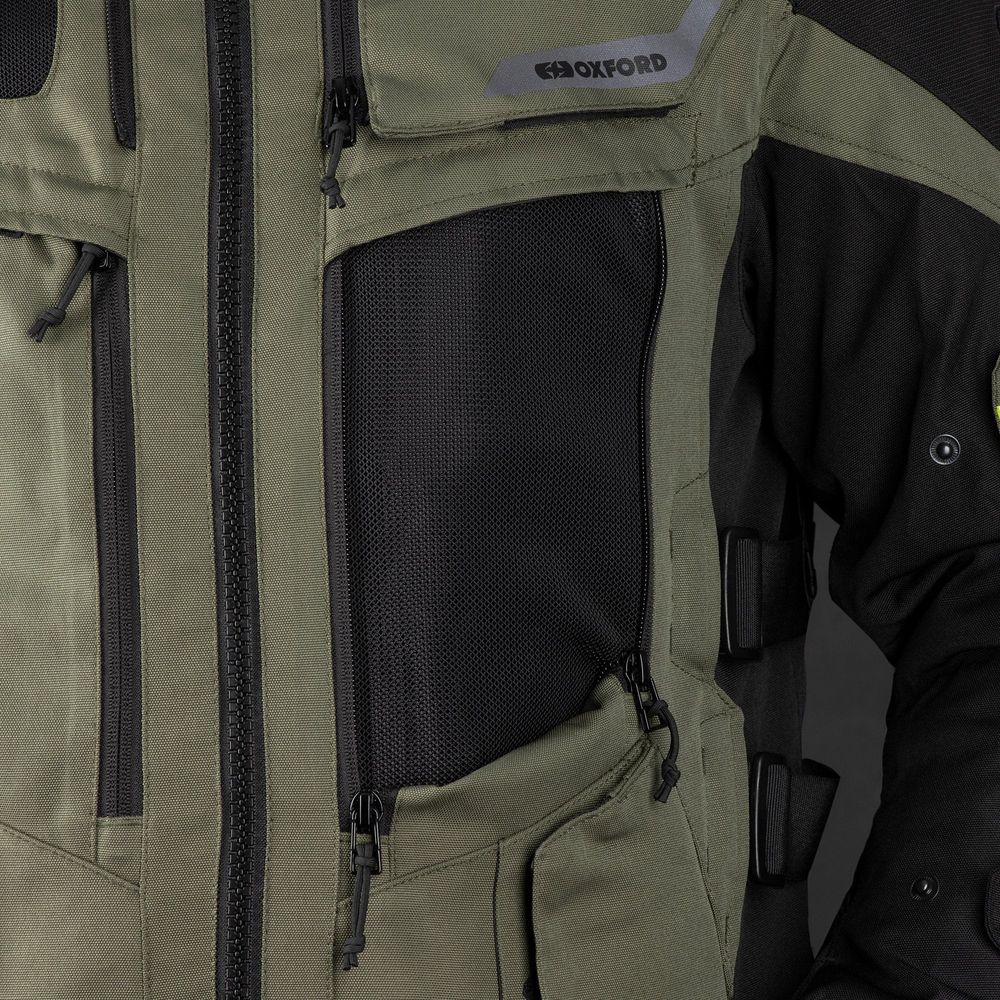 Oxford Rockland Textile Jacket Khaki / Black / Fluo Yellow FREE 1 YEAR Returns, FREE UK Delivery | ThrottleChimp