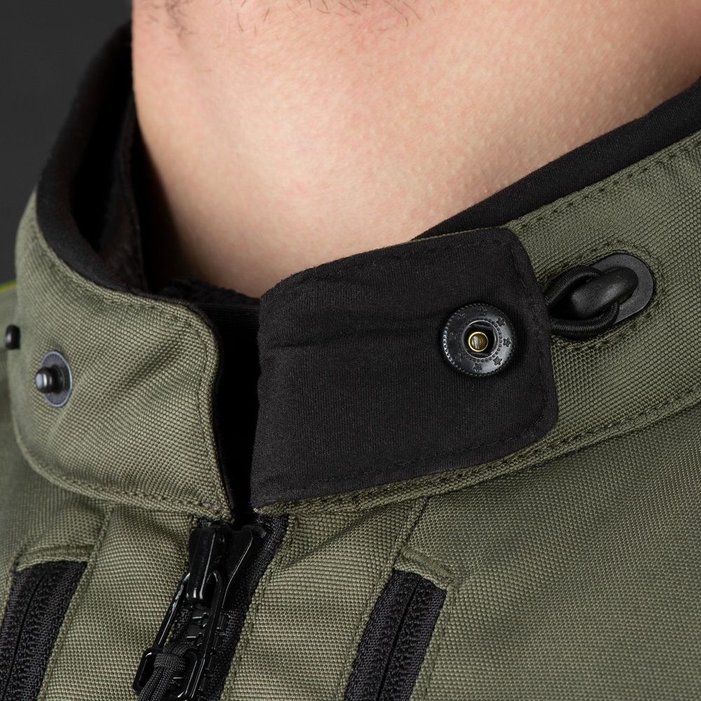 Oxford Rockland Textile Jacket Khaki / Black / Fluo Yellow FREE 1 YEAR Returns, FREE UK Delivery | ThrottleChimp